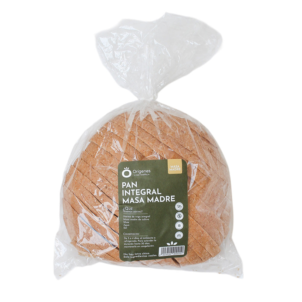 Pan de masa madre integral rebanado 500g - Orígenes
