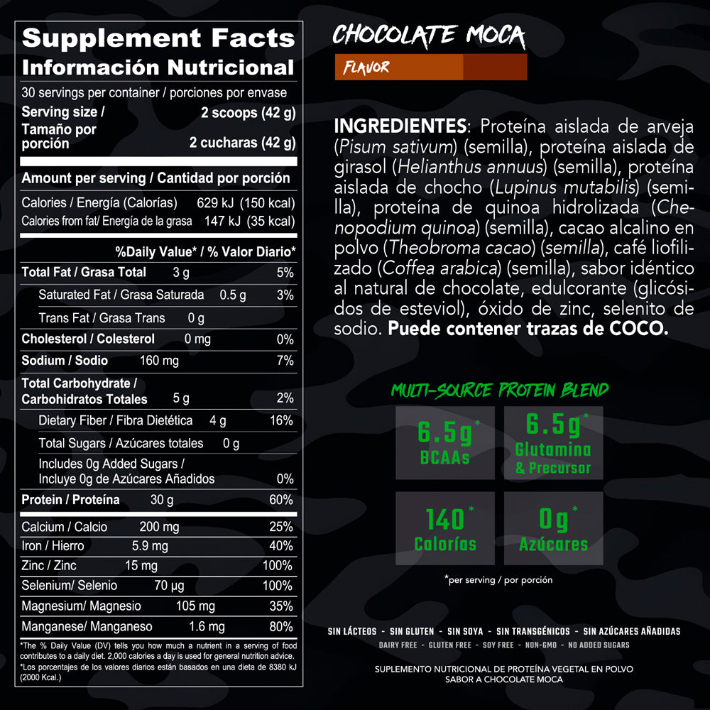 Proteína vegana chocolate moca 1.260 kg - Tribu Warrior