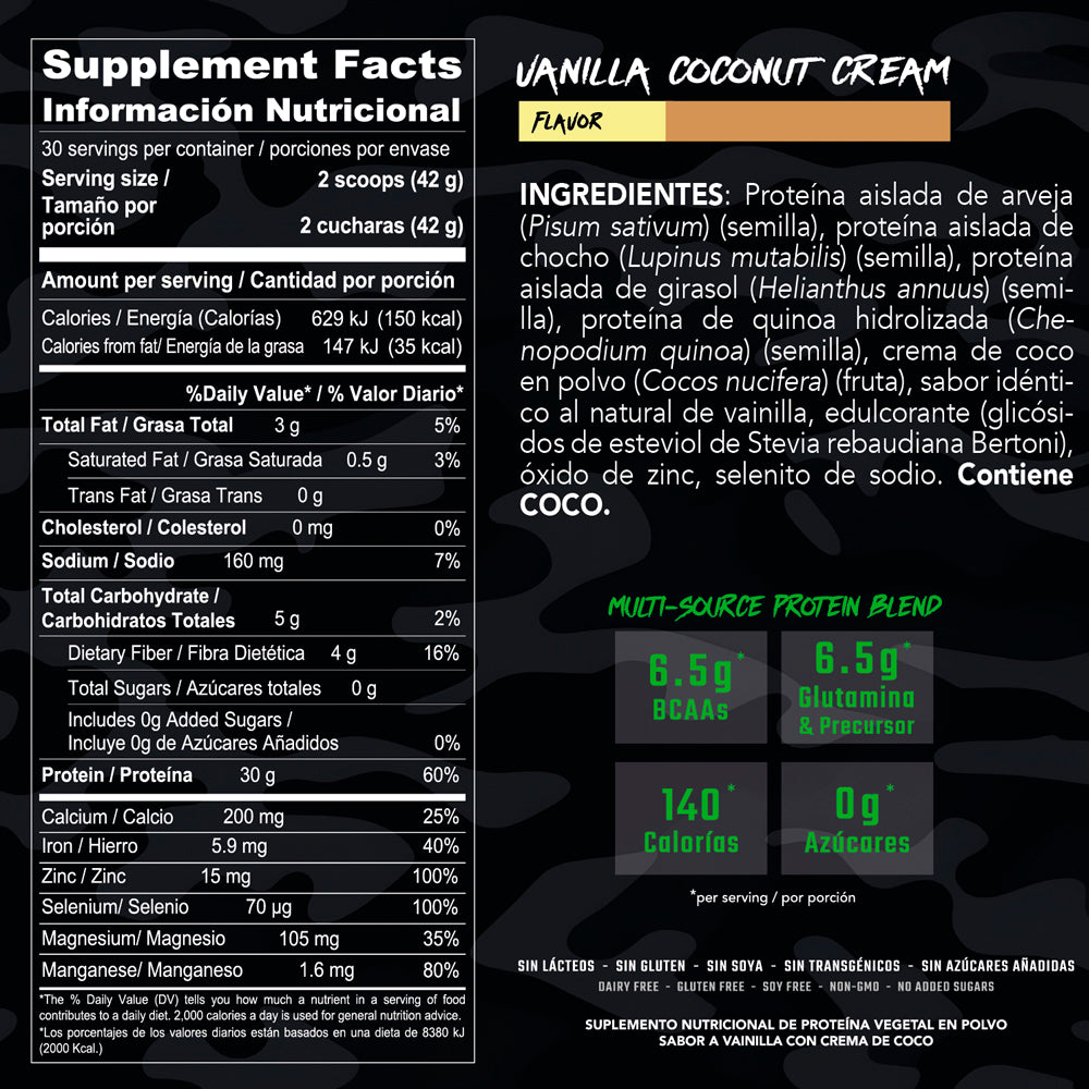 Proteína vegana vainilla coconut cream 1.260 kg - Tribu Warrior