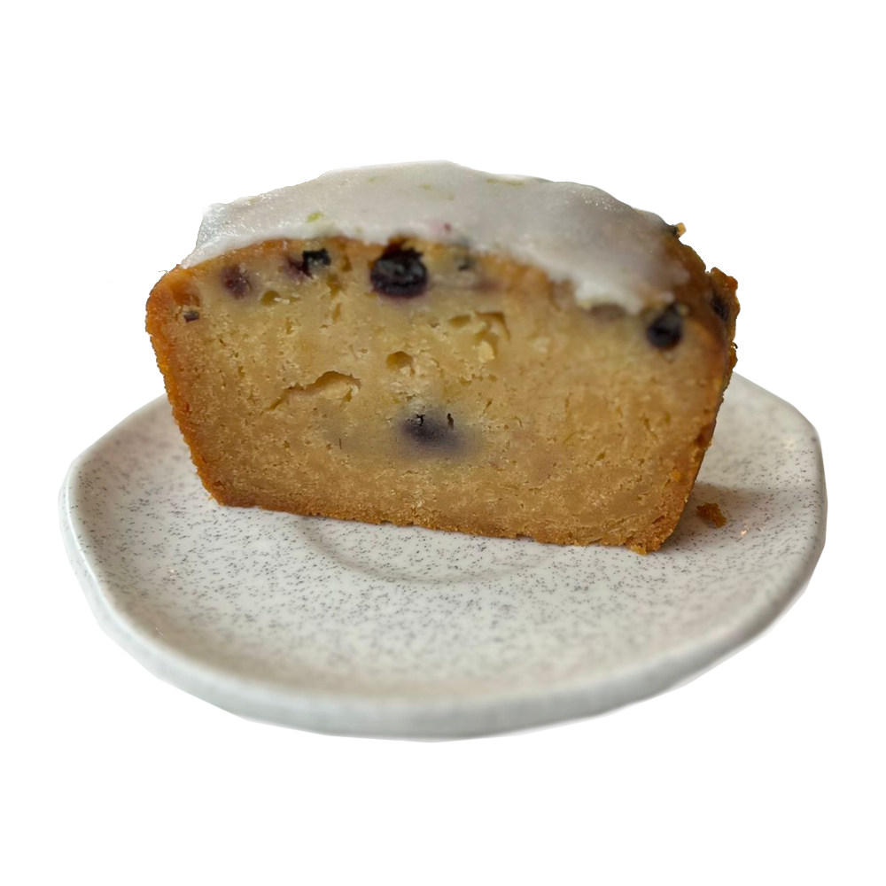 Porción cake de limón y blueberries - Orígenes